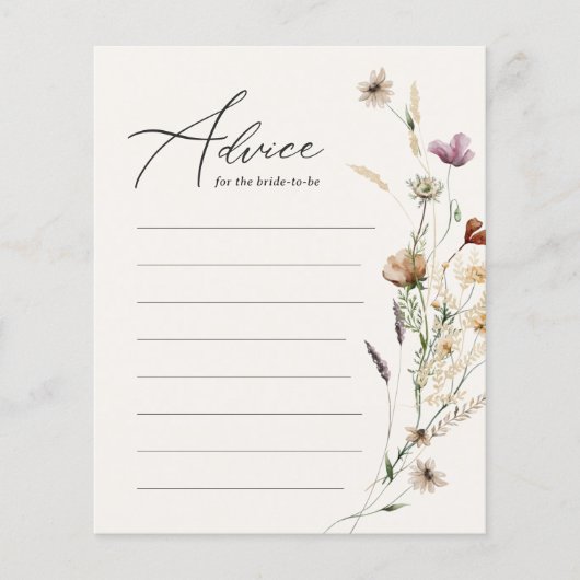 ワイルドフラワーブライダルシャワーアドバイスカード (正面)