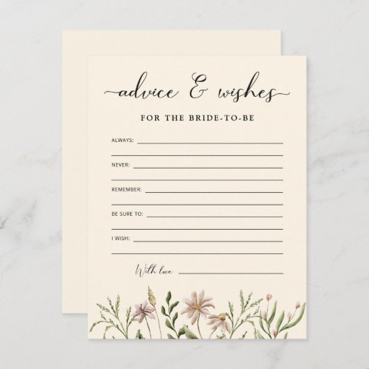 ワイルドフラワーブライダルシャワーアドバイス&ウィッシュ (正面/裏面)