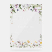 ワイルドフラワーブライダルシャワーウェルカムアクリル記号 アクリルサイン (正面)