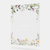 ワイルドフラワーブライダルシャワーウェルカムアクリル記号 アクリルサイン (傾斜)