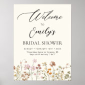 ワイルドフラワーブライダルシャワーウェルカムサインイン開花 ポスター (正面)