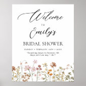 ワイルドフラワーブライダルシャワーウェルカムサインイン開花 ポスター (正面)