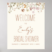 ワイルドフラワーブライダルシャワーウェルカムサインイン開花 ポスター (正面)