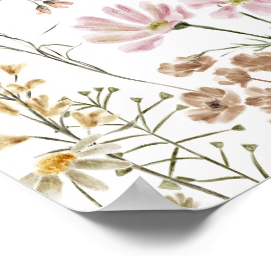 ワイルドフラワーブライダルシャワーウェルカムサインイン開花 ポスター (角)