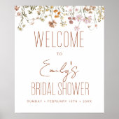 ワイルドフラワーブライダルシャワーウェルカムサインイン開花 ポスター (正面)