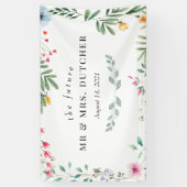 ワイルドフラワーブライダルシャワーウェルカムバナー 横断幕 (縦)