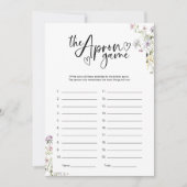 ワイルドフラワーブライダルシャワーエプロン記憶ゲーム 招待状 (正面)