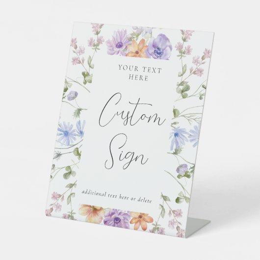 ワイルドフラワーブライダルシャワーカスタム文字標識 台座サイン (正面)