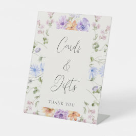 ワイルドフラワーブライダルシャワーカードとギフトサイン 台座サイン