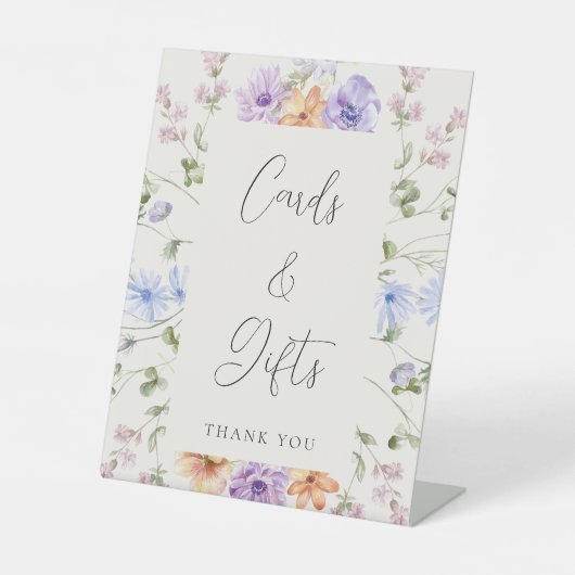 ワイルドフラワーブライダルシャワーカードとギフトサイン 台座サイン (正面)