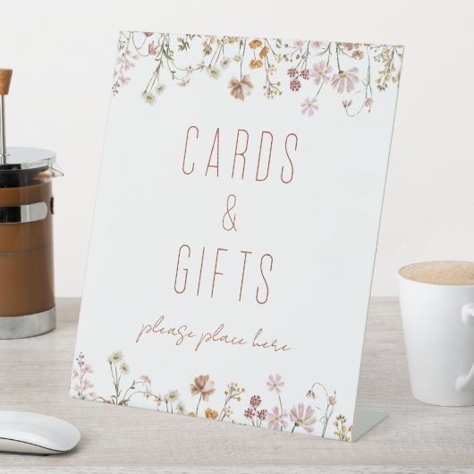 ワイルドフラワーブライダルシャワーカードとギフト 台座サイン (インサイチュ)