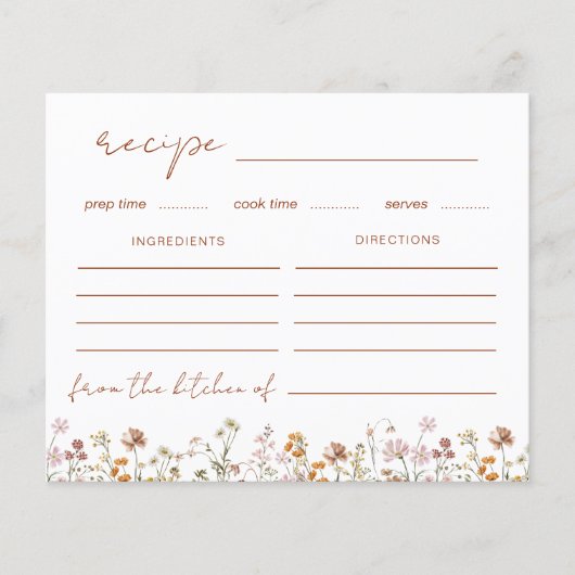 ワイルドフラワーブライダルシャワーガーデンレシピカード (正面)