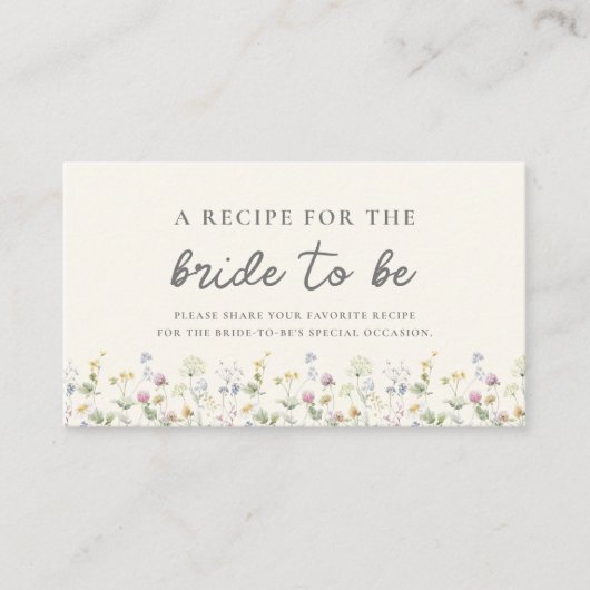 ワイルドフラワーブライダルシャワーガーデンレシピ共有 エンクロージャーカード (正面)