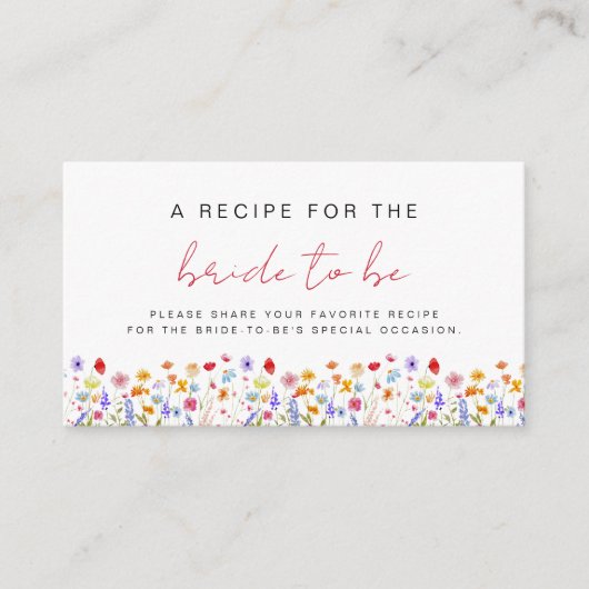 ワイルドフラワーブライダルシャワーガーデンレシピ共有 エンクロージャーカード (正面)