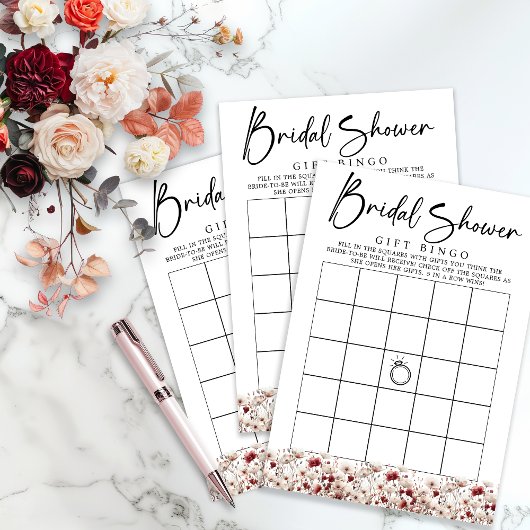 ワイルドフラワーブライダルシャワーギフトビンゴゲーム 招待状