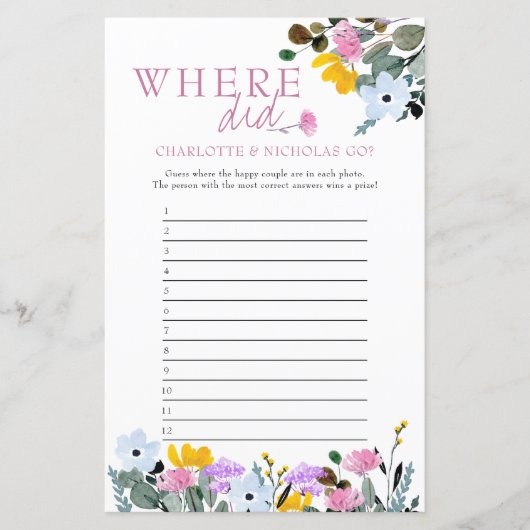 ワイルドフラワーブライダルシャワーゲームどこ行ったんだ? (正面)