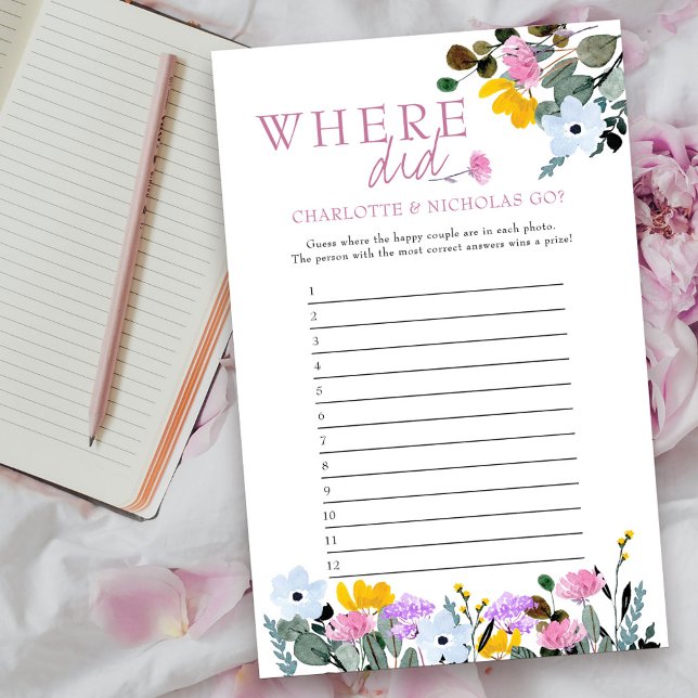 ワイルドフラワーブライダルシャワーゲームどこ行ったんだ？ (Where did they go? Game answer card from my Wildflower Lawn Collection.
)