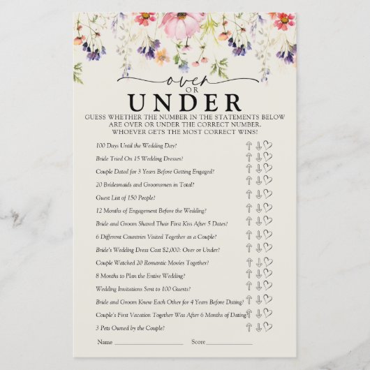 ワイルドフラワーブライダルシャワーゲーム (正面)