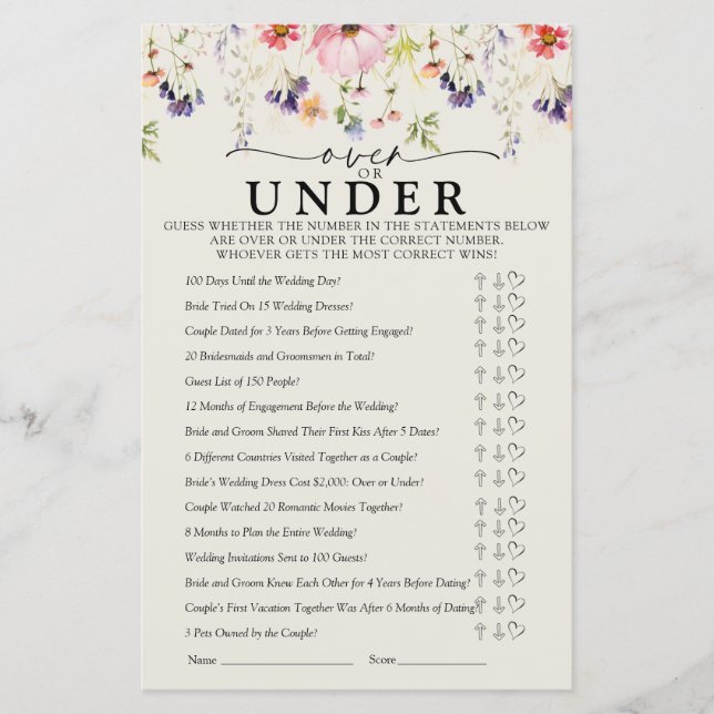 ワイルドフラワーブライダルシャワーゲーム (正面)