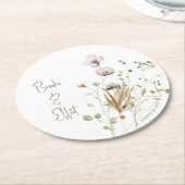 ワイルドフラワーブライダルシャワーコースターの好意 ラウンドペーパーコースター (アングル)