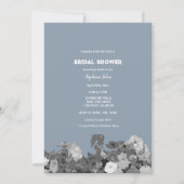 ワイルドフラワーブライダルシャワーダスティーブルー結婚フローラ 招待状 (正面)