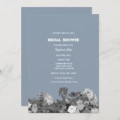 ワイルドフラワーブライダルシャワーダスティーブルー結婚フローラ 招待状 (正面/裏面)