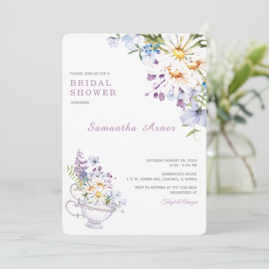 ワイルドフラワーブライダルシャワーティーパーティー 招待状 (スタンド正面)