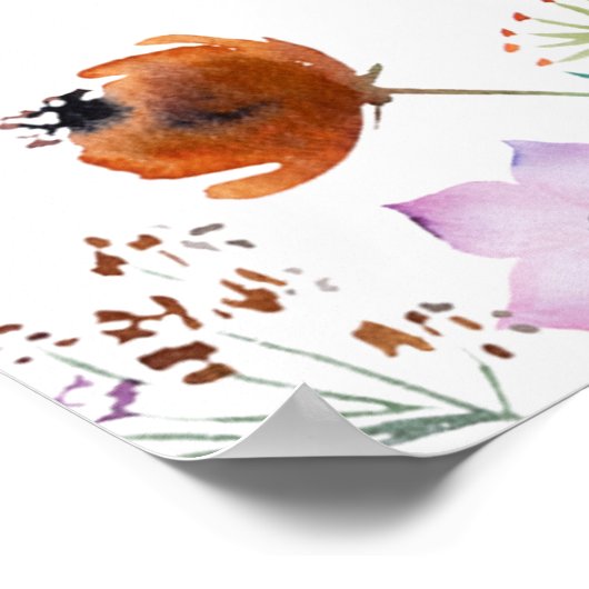 ワイルドフラワーブライダルシャワーテーブル座席表 ポスター (角)