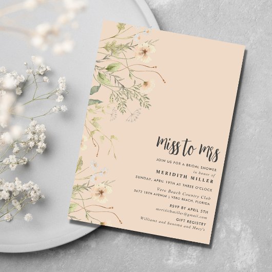 ワイルドフラワーブライダルシャワーパーティー 招待状