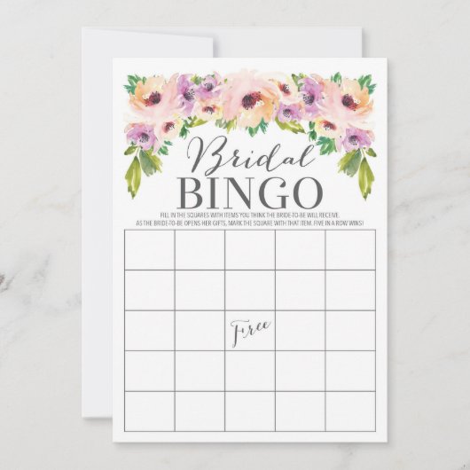 ワイルドフラワーブライダルシャワービンゴゲーム 招待状 (正面)