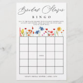 ワイルドフラワーブライダルシャワービンゴ紙ビンゴカード チラシ (正面)