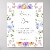 ワイルドフラワーブライダルシャワーフラワーバー標識 ポスター (正面)