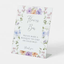 ワイルドフラワーブライダルシャワーフラワーバー標識 台座サイン