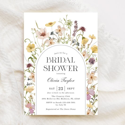 ワイルドフラワーブライダルシャワーフローラアーチ 招待状