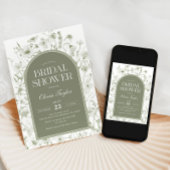 ワイルドフラワーブライダルシャワーフローラセージ緑 招待状