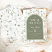 ワイルドフラワーブライダルシャワーフローラセージ緑 招待状
