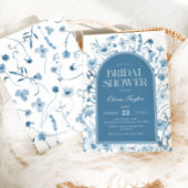 ワイルドフラワーブライダルシャワーフローラブルー 招待状