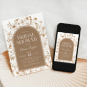 ワイルドフラワーブライダルシャワーベージュフローラ 招待状