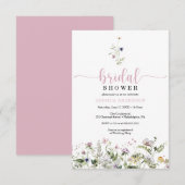 ワイルドフラワーブライダルシャワーミニマル招待状カード 招待状 (正面/裏面)