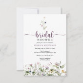 ワイルドフラワーブライダルシャワーミニマル招待状カード 招待状 (正面)