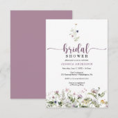 ワイルドフラワーブライダルシャワーミニマル招待状カード 招待状 (正面/裏面)