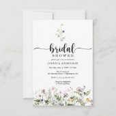 ワイルドフラワーブライダルシャワーミニマル招待状カード 招待状 (正面)