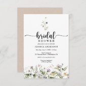 ワイルドフラワーブライダルシャワーミニマル招待状カード 招待状 (正面/裏面)