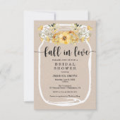 ワイルドフラワーブライダルシャワーメイソンジャーイエロー 招待状 (正面)