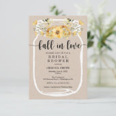 ワイルドフラワーブライダルシャワーメイソンジャーイエロー 招待状 (スタンド正面)