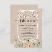 ワイルドフラワーブライダルシャワーメイソンジャールピンク招待状 招待状 (正面/裏面)