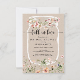 ワイルドフラワーブライダルシャワーメイソンジャールピンク招待状 招待状