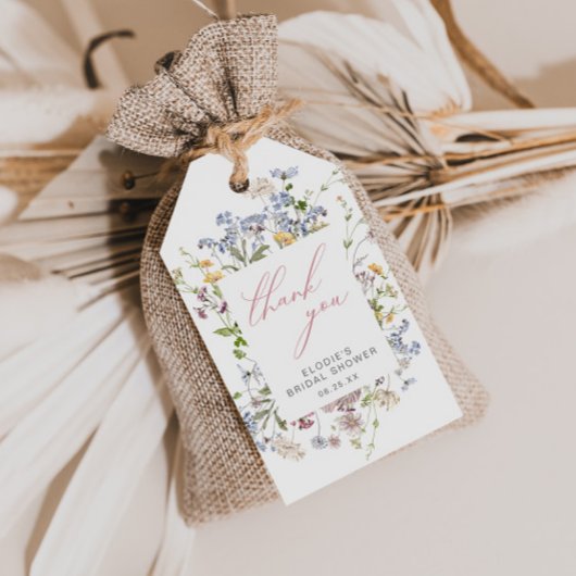 ワイルドフラワーブライダルシャワーメッセージカードサンキューピンク ギフトタグ