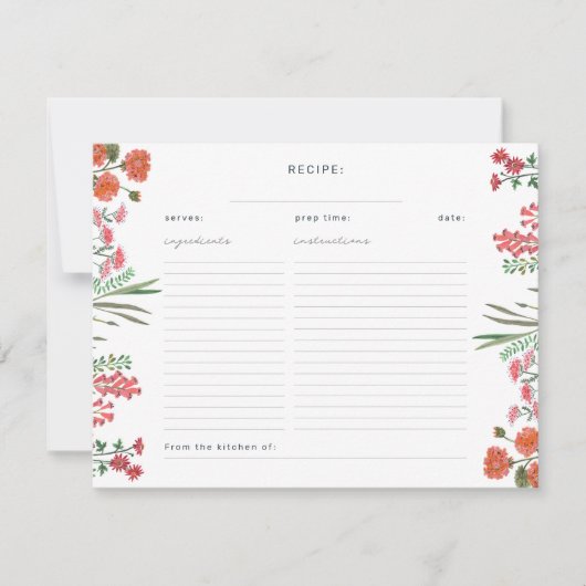 ワイルドフラワーブライダルシャワーレシピエンクロージャカード 招待状 (正面)