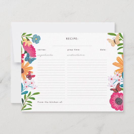 ワイルドフラワーブライダルシャワーレシピエンクロージャカード 招待状 (正面)